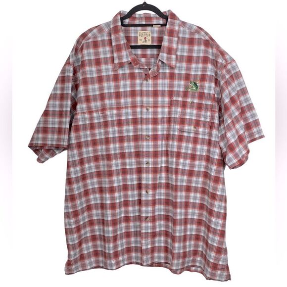 Red Head Men’s Sz 5XL Red Black Plaid Cotton Fishing Casual Button Down Shirt - Picture 1 of 5